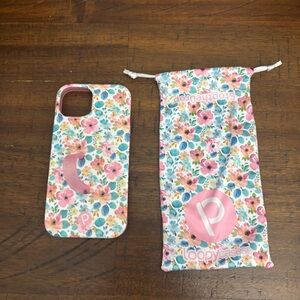 Loopy Case Floral Pink Blue Cell Phone Case & Pouch -Apple iPhone 15
